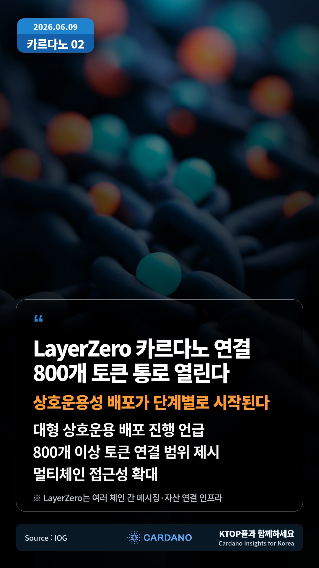대형 상호운용 배포 진행 언급 — 800개 이상 토큰 연결 범위 제시