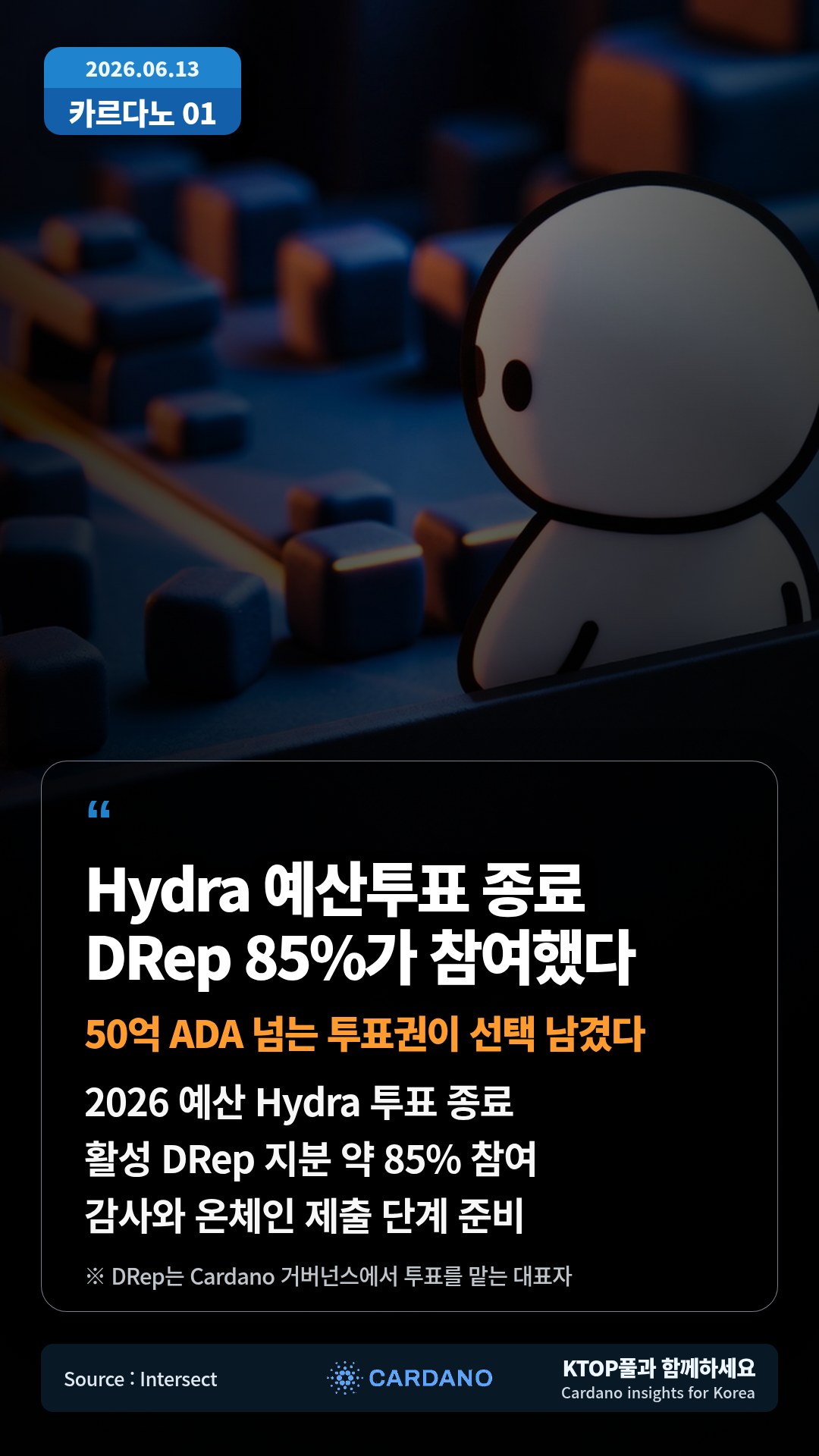 2026 예산 Hydra 투표 종료 — 활성 DRep 지분 약 85% 참여