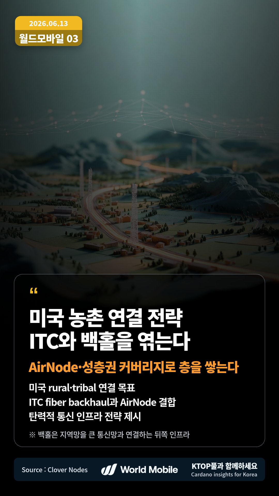 미국 rural·tribal 연결 목표 — ITC fiber backhaul과 AirNode 결합