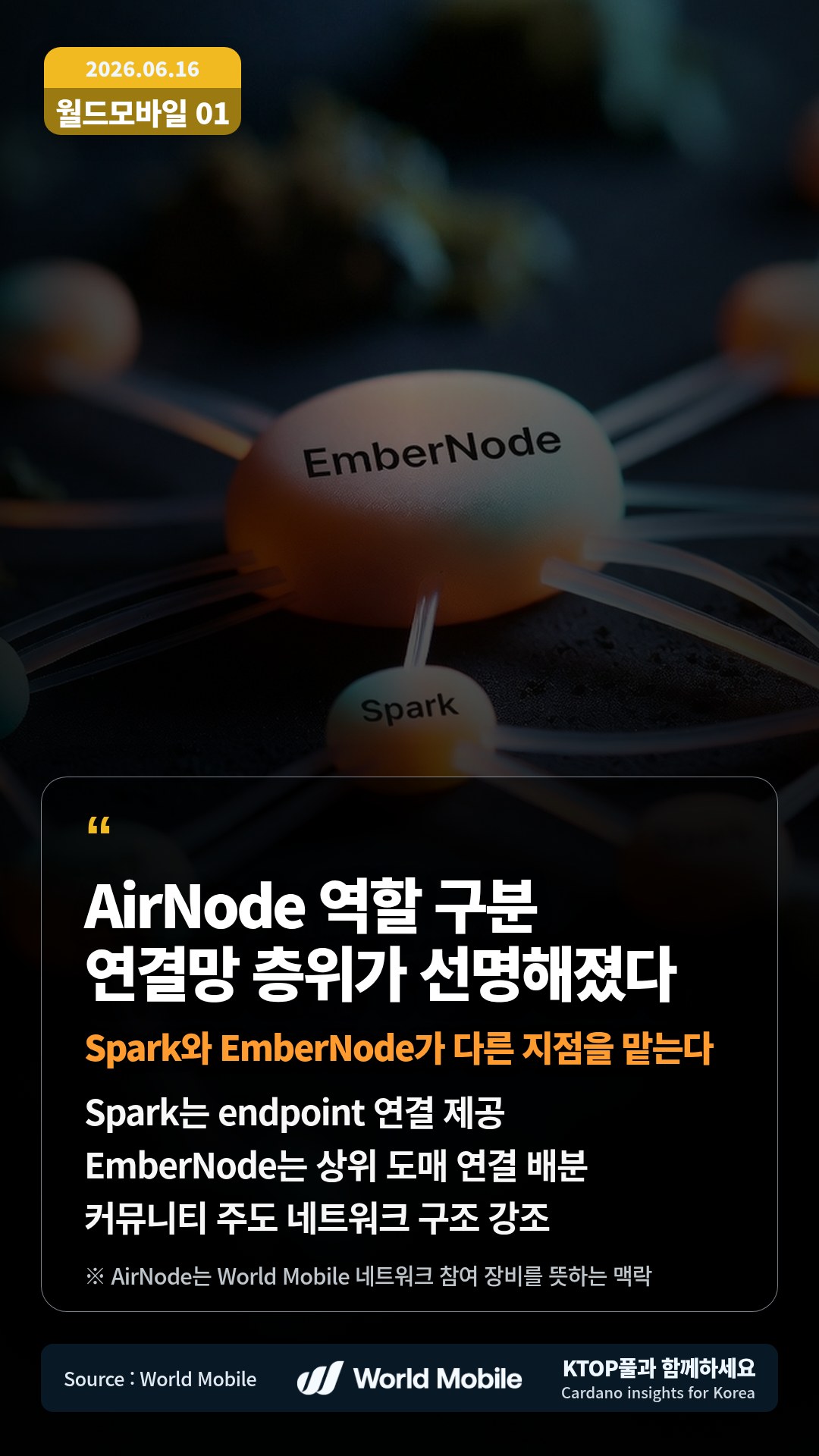 Spark는 endpoint 연결 제공 — EmberNode는 상위 도매 연결 배분