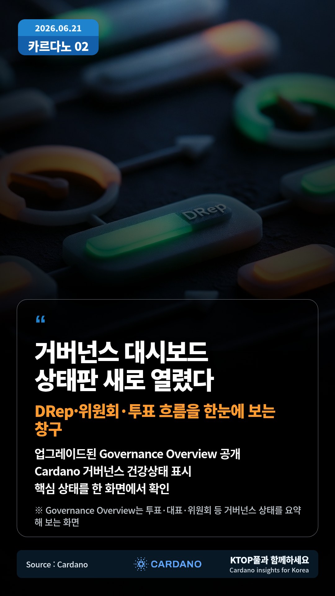 업그레이드된 Governance Overview 공개 — Cardano 거버넌스 건강상태 표시