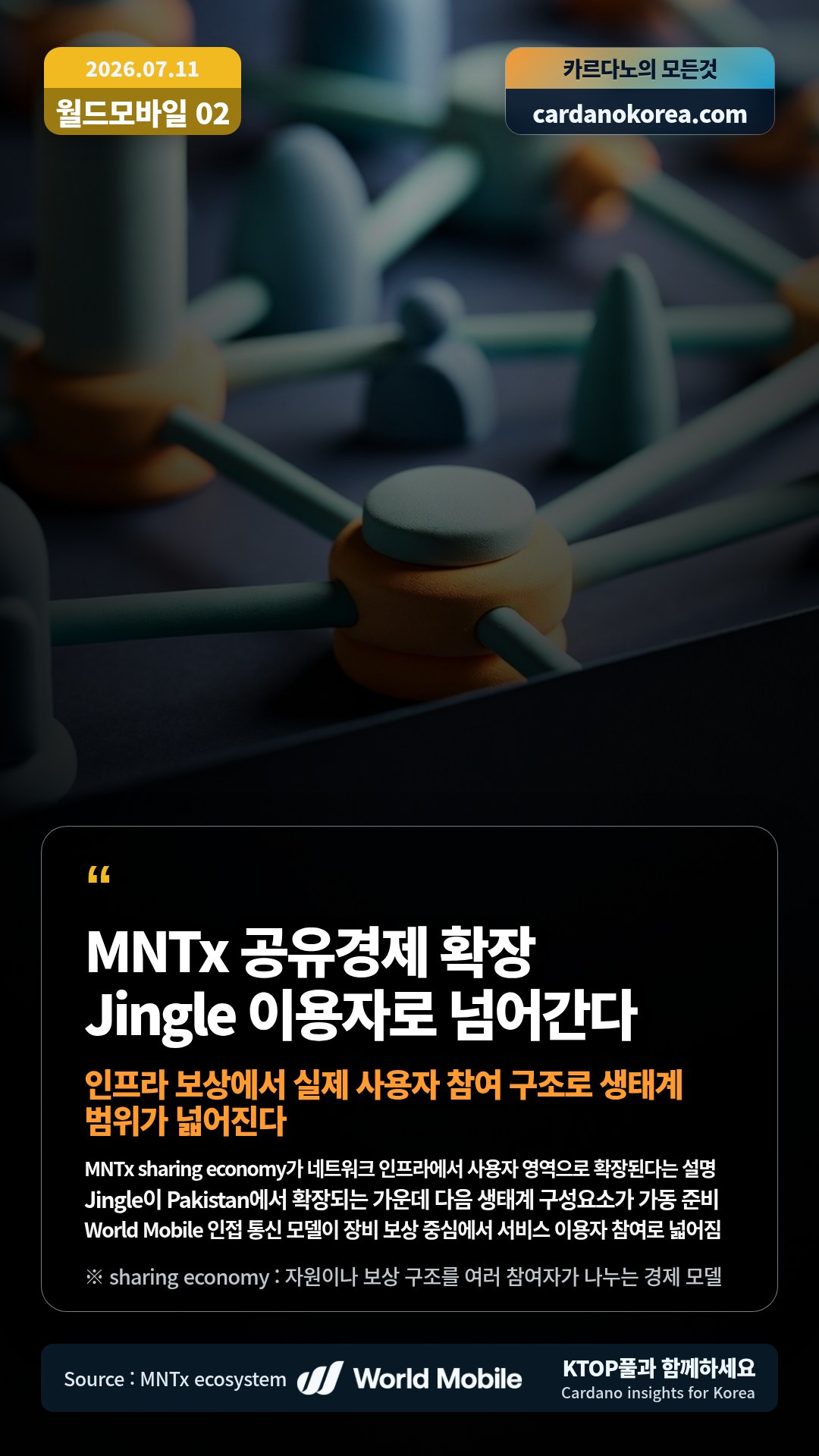 MNTx sharing economy가 네트워크 인프라에서 사용자 영역으로 확장된다는 설명 — Jingle이 Pakistan에서 확장되는 가운데 다음 생태계 구성요소가 가동 준비