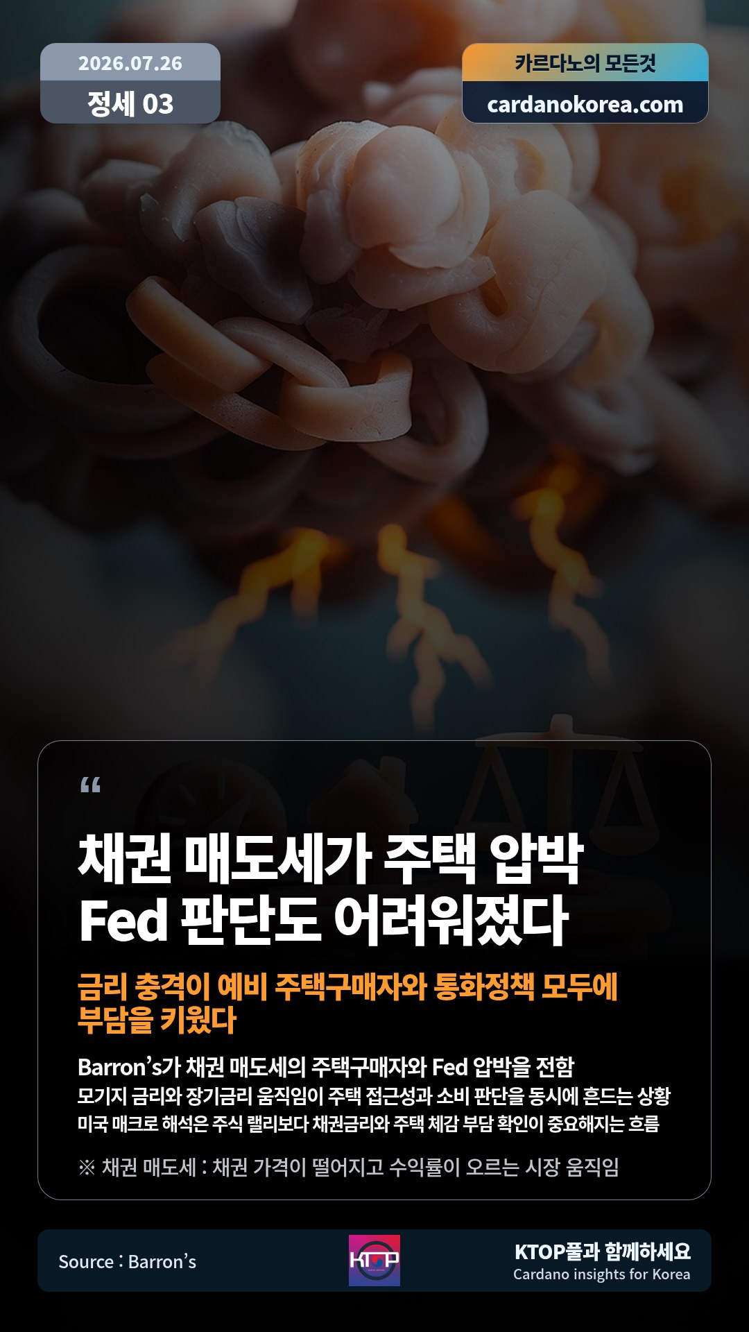 Barron’s가 채권 매도세의 주택구매자와 Fed 압박을 전함 — 모기지 금리와 장기금리 움직임이 주택 접근성과 소비 판단을 동시에 흔드는 상황