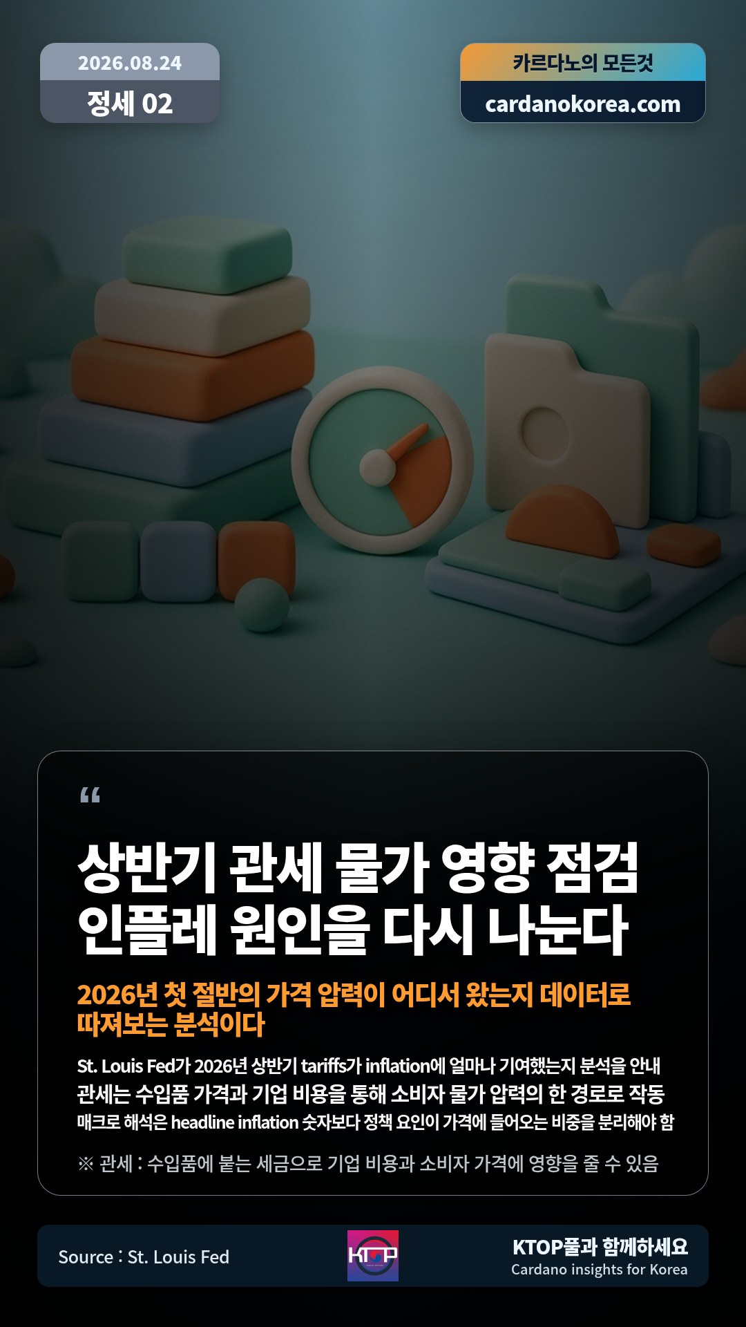 St. Louis Fed가 2026년 상반기 tariffs가 inflation에 얼마나 기여했는지 분석을 안내 — 관세는 수입품 가격과 기업 비용을 통해 소비자 물가 압력의 한 경로로 작동