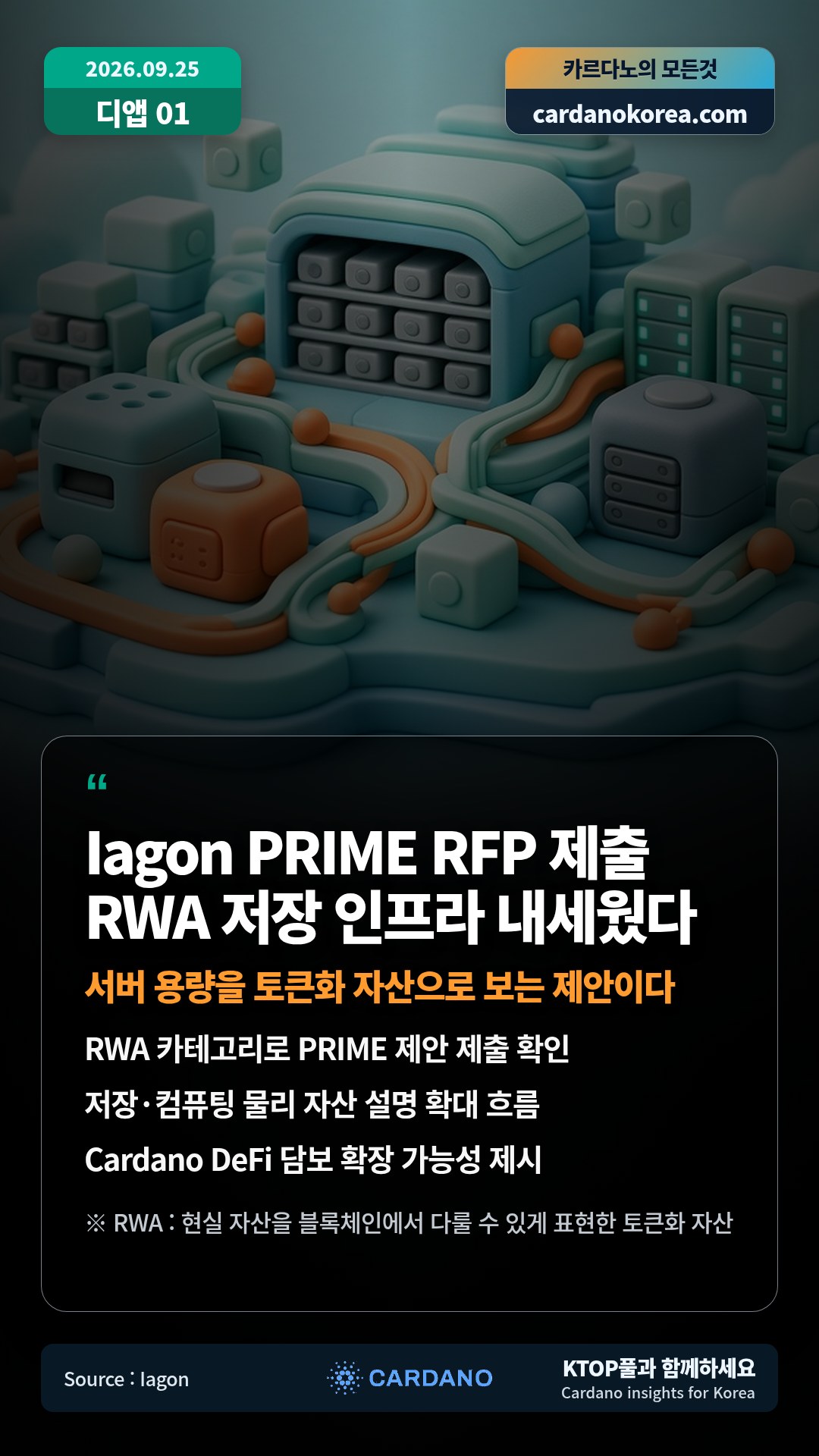 RWA 카테고리로 PRIME 제안 제출 확인 — 저장·컴퓨팅 물리 자산 설명 확대 흐름
