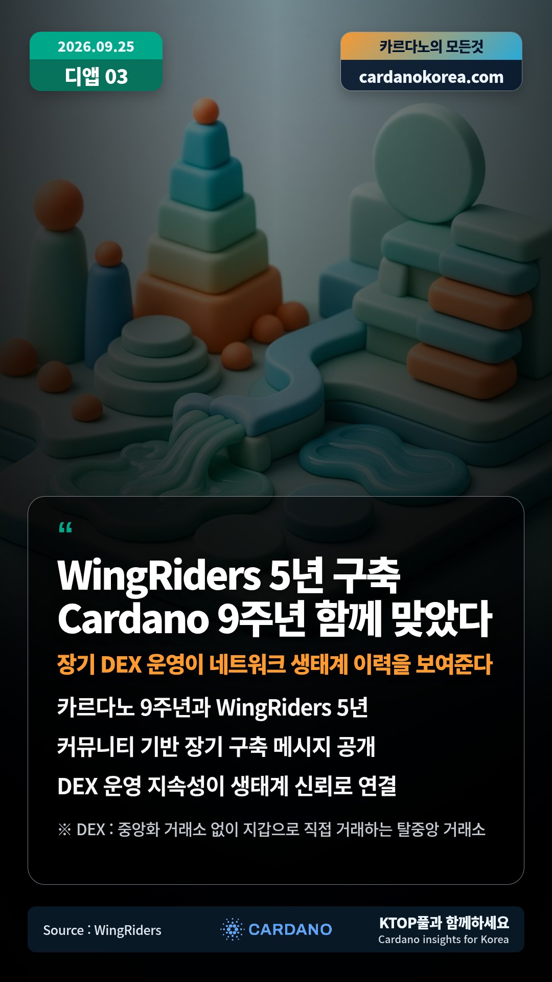 카르다노 9주년과 WingRiders 5년 — 커뮤니티 기반 장기 구축 메시지 공개