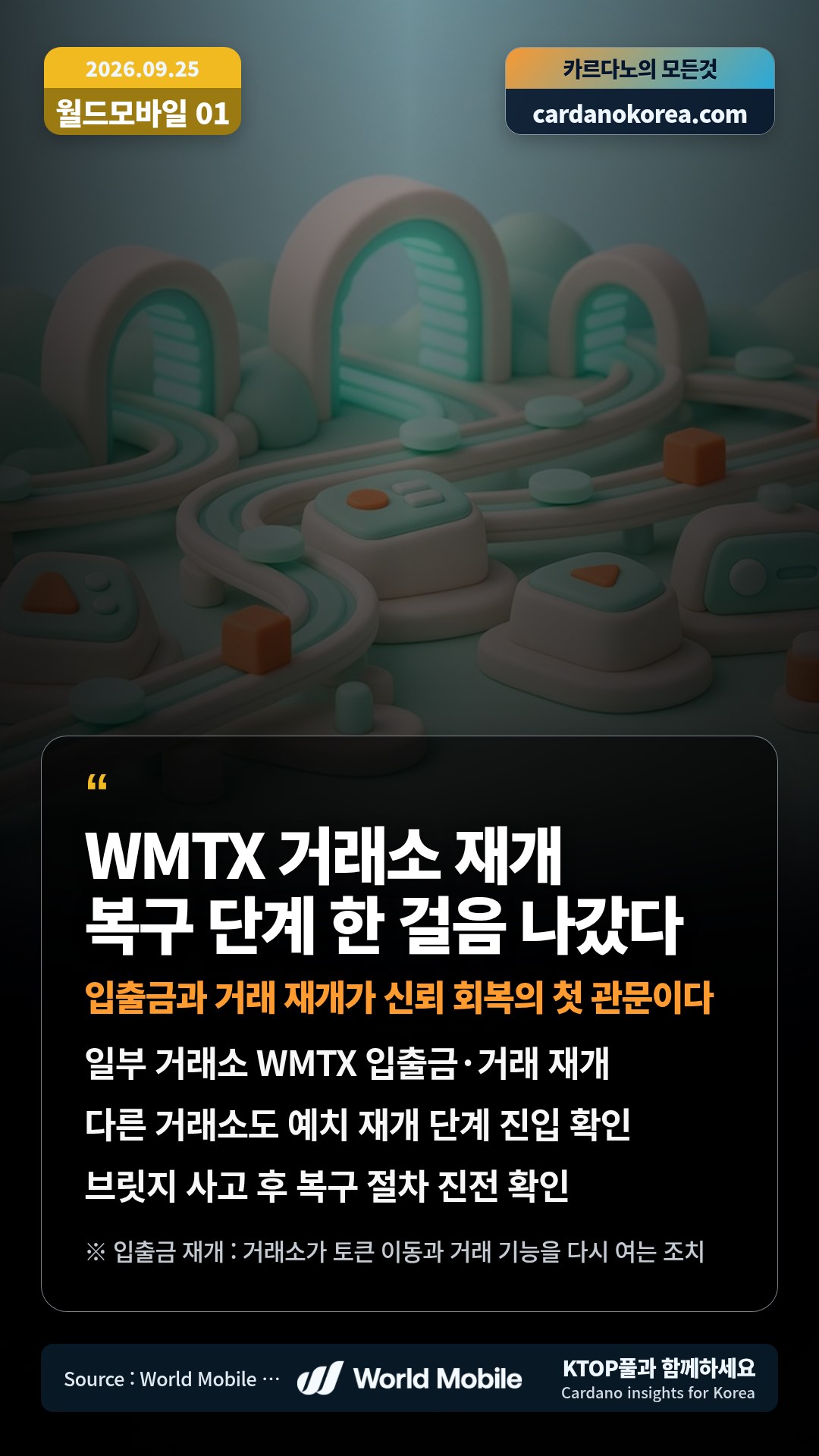 일부 거래소 WMTX 입출금·거래 재개 — 다른 거래소도 예치 재개 단계 진입 확인