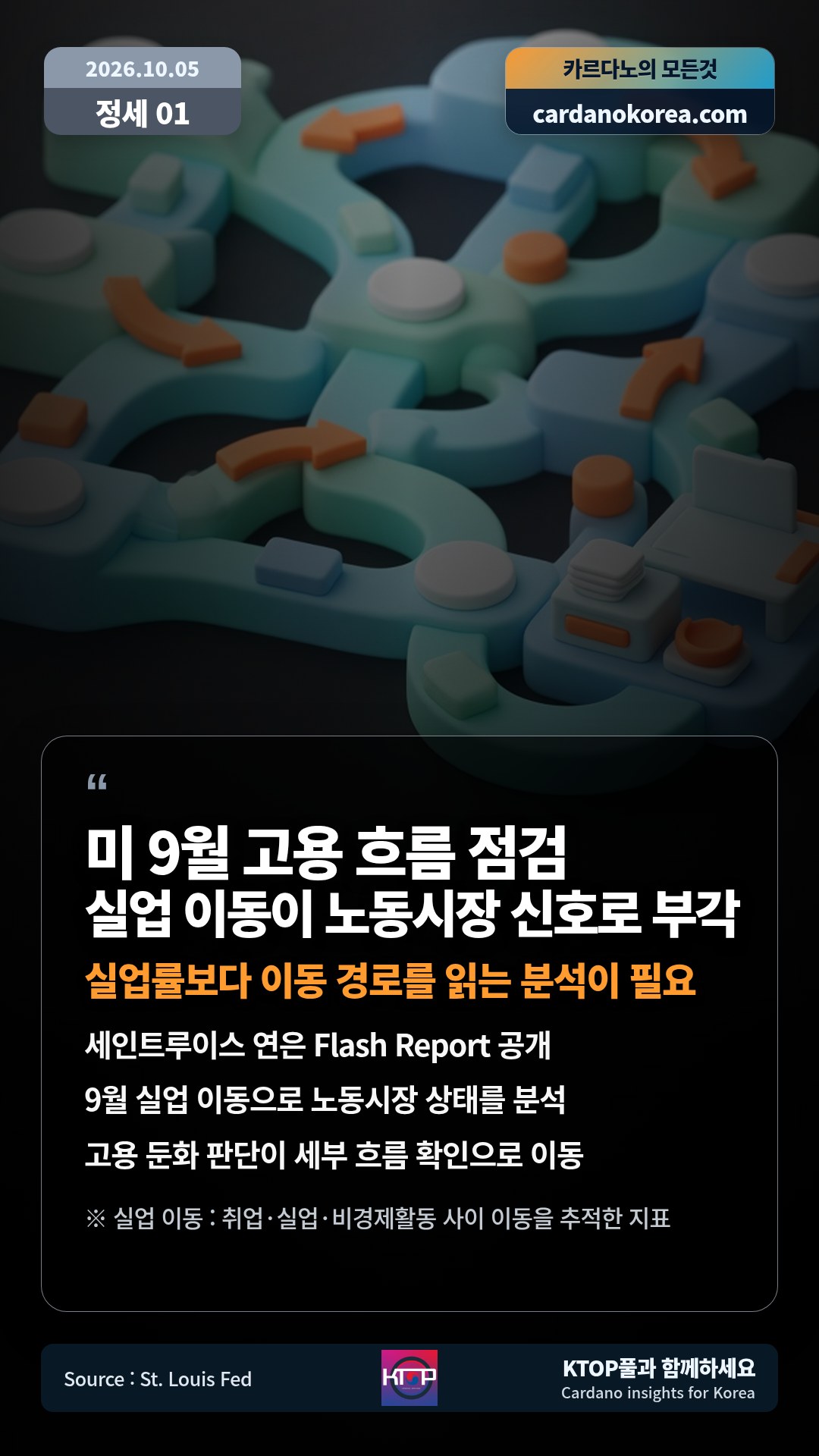 세인트루이스 연은 Flash Report 공개 — 9월 실업 이동으로 노동시장 상태를 분석