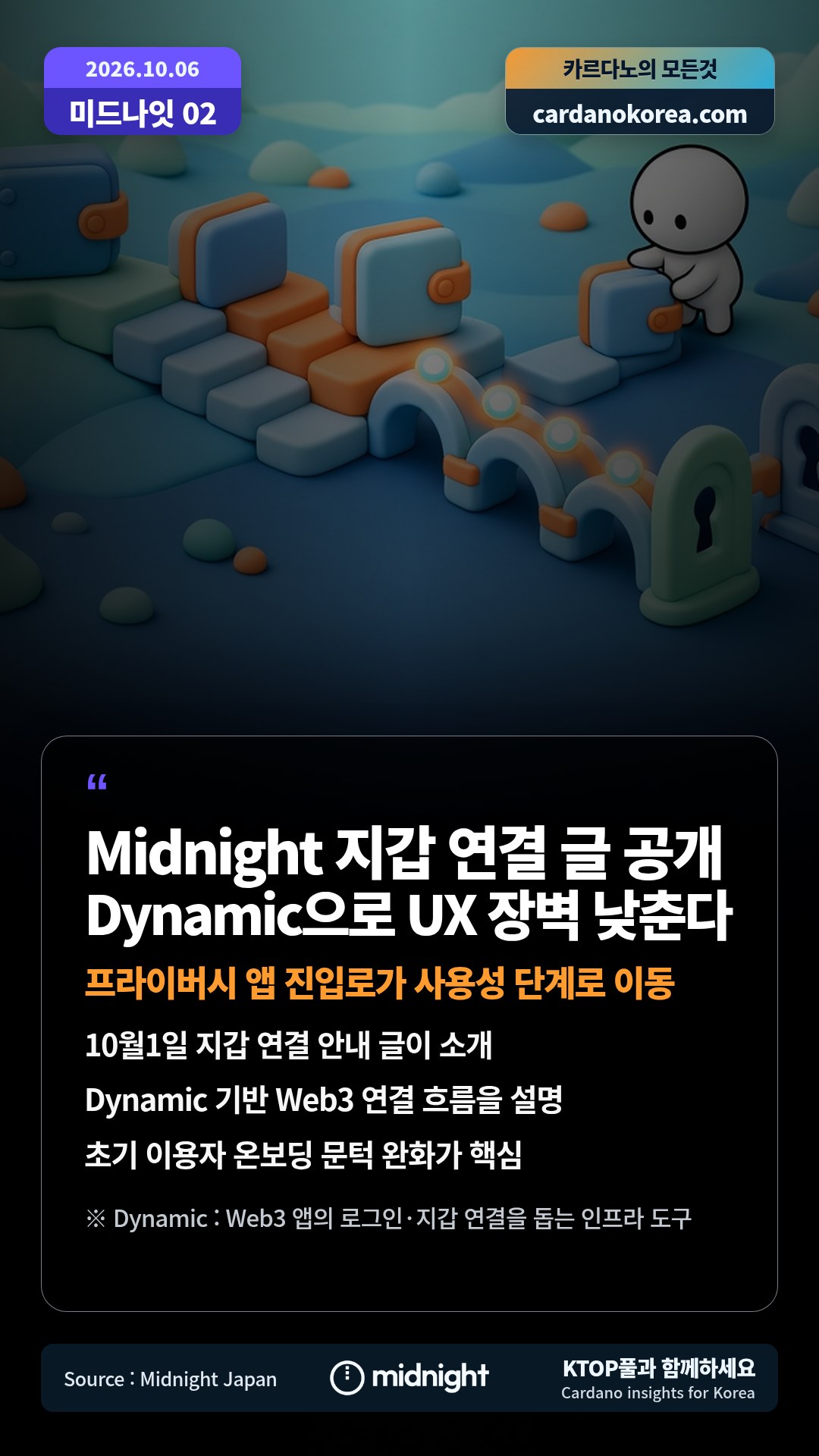 10월1일 지갑 연결 안내 글이 소개 — Dynamic 기반 Web3 연결 흐름을 설명