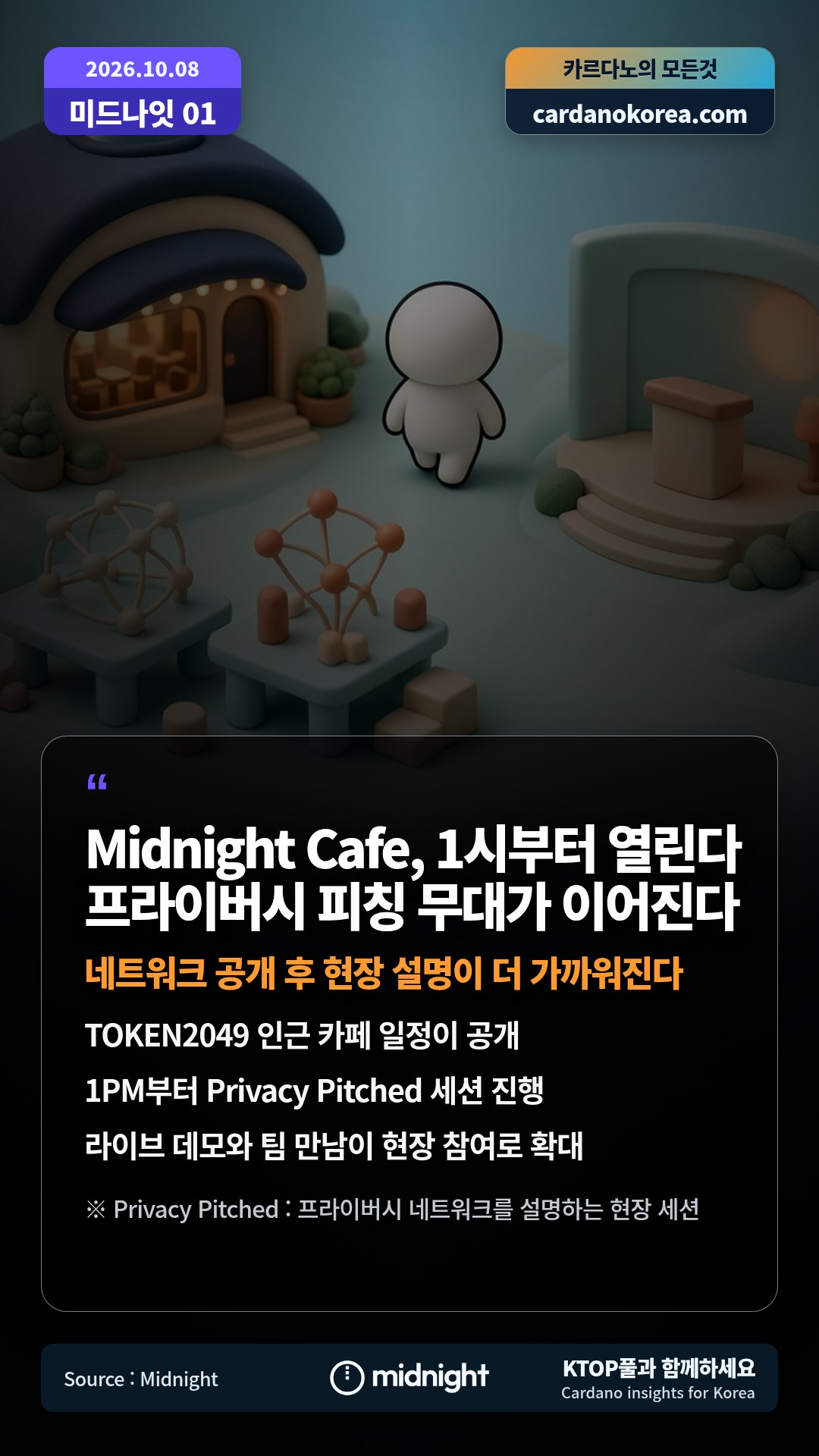 TOKEN2049 인근 카페 일정이 공개 — 1PM부터 Privacy Pitched 세션 진행