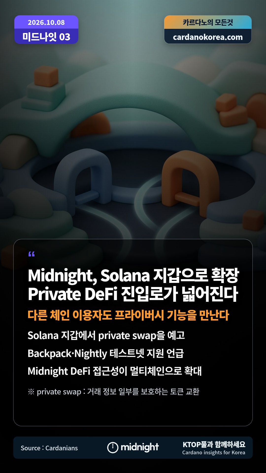 Solana 지갑에서 private swap을 예고 — Backpack·Nightly 테스트넷 지원 언급