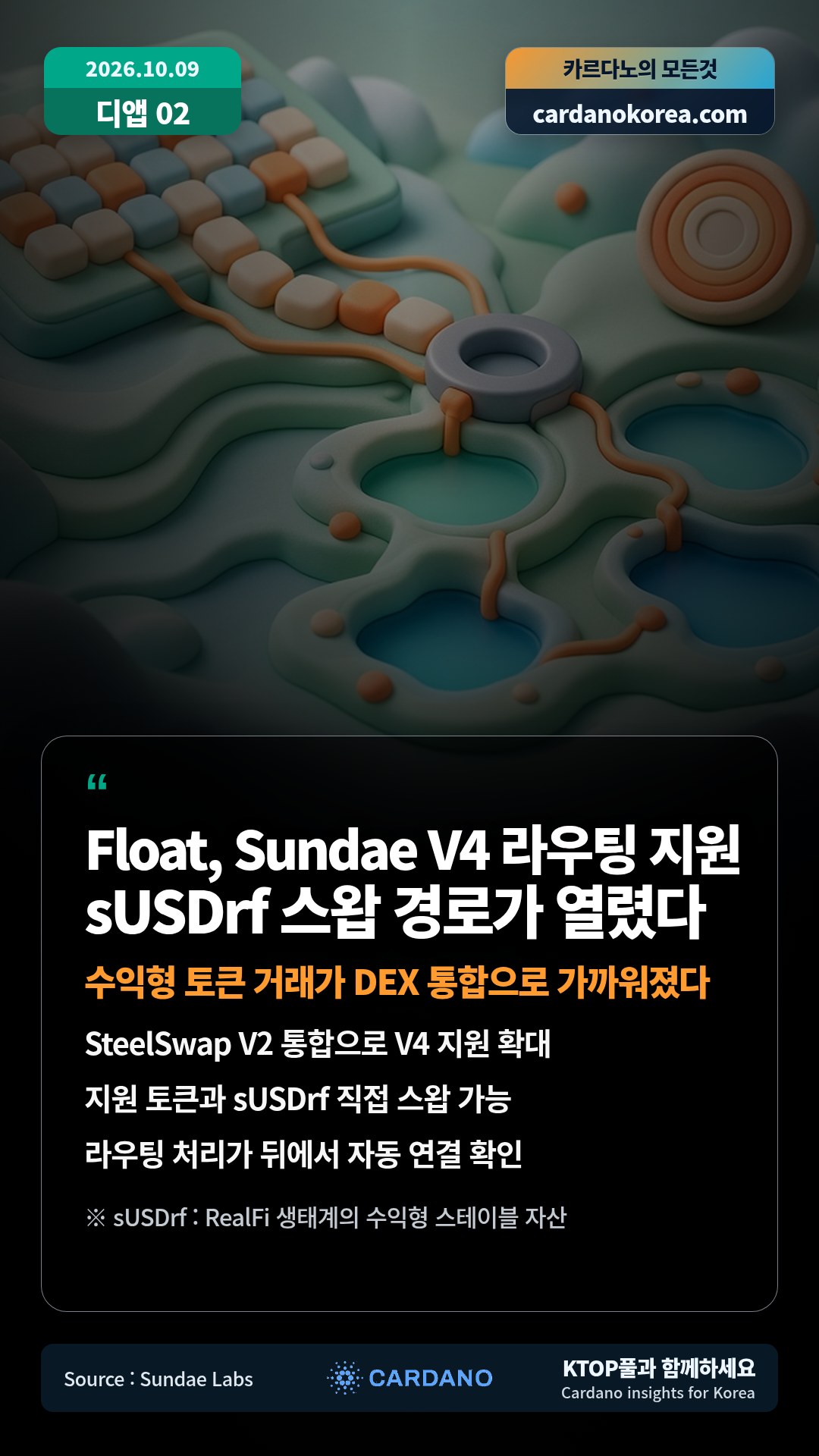 SteelSwap V2 통합으로 V4 지원 확대 — 지원 토큰과 sUSDrf 직접 스왑 가능