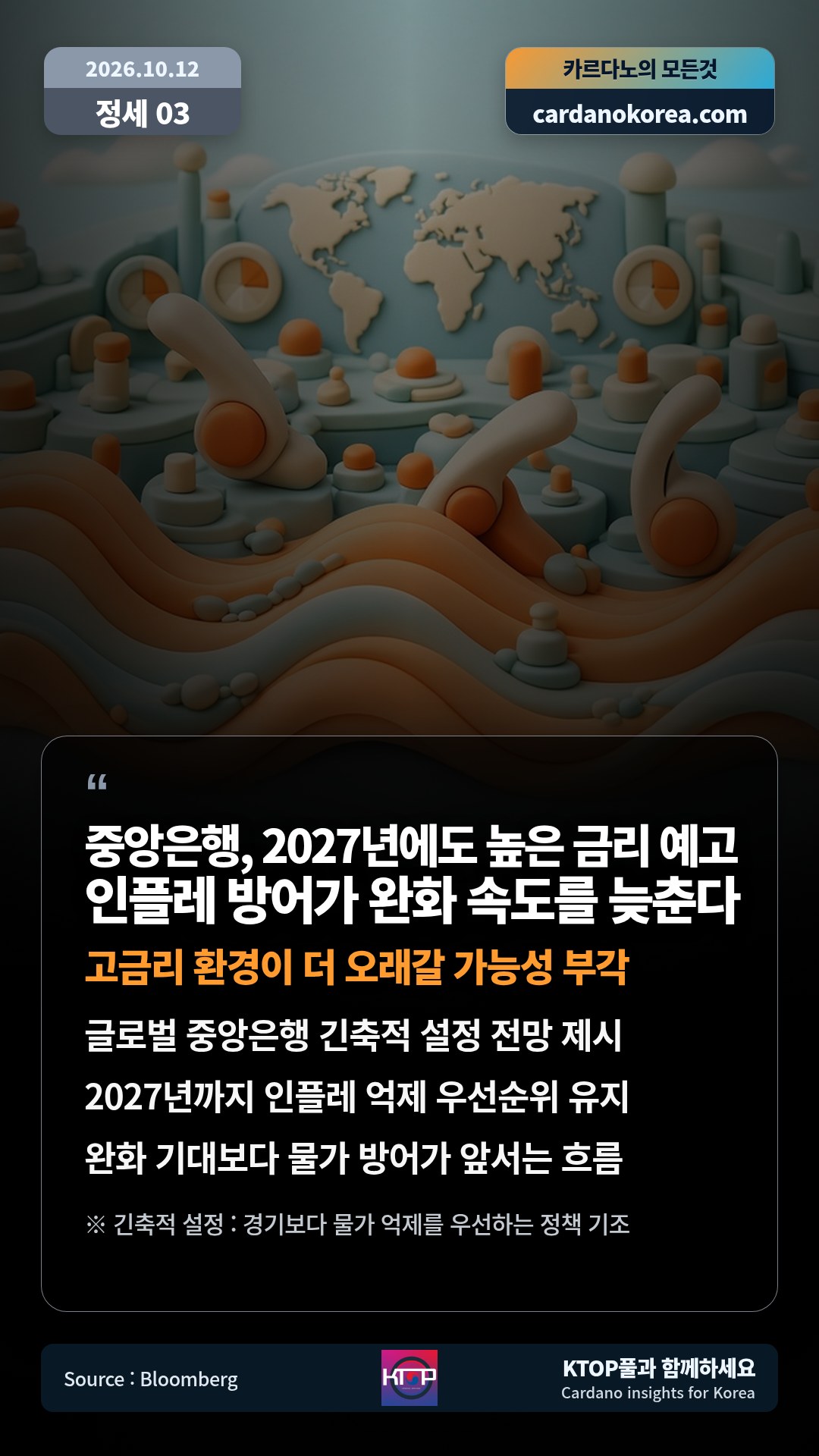 글로벌 중앙은행 긴축적 설정 전망 제시 — 2027년까지 인플레 억제 우선순위 유지