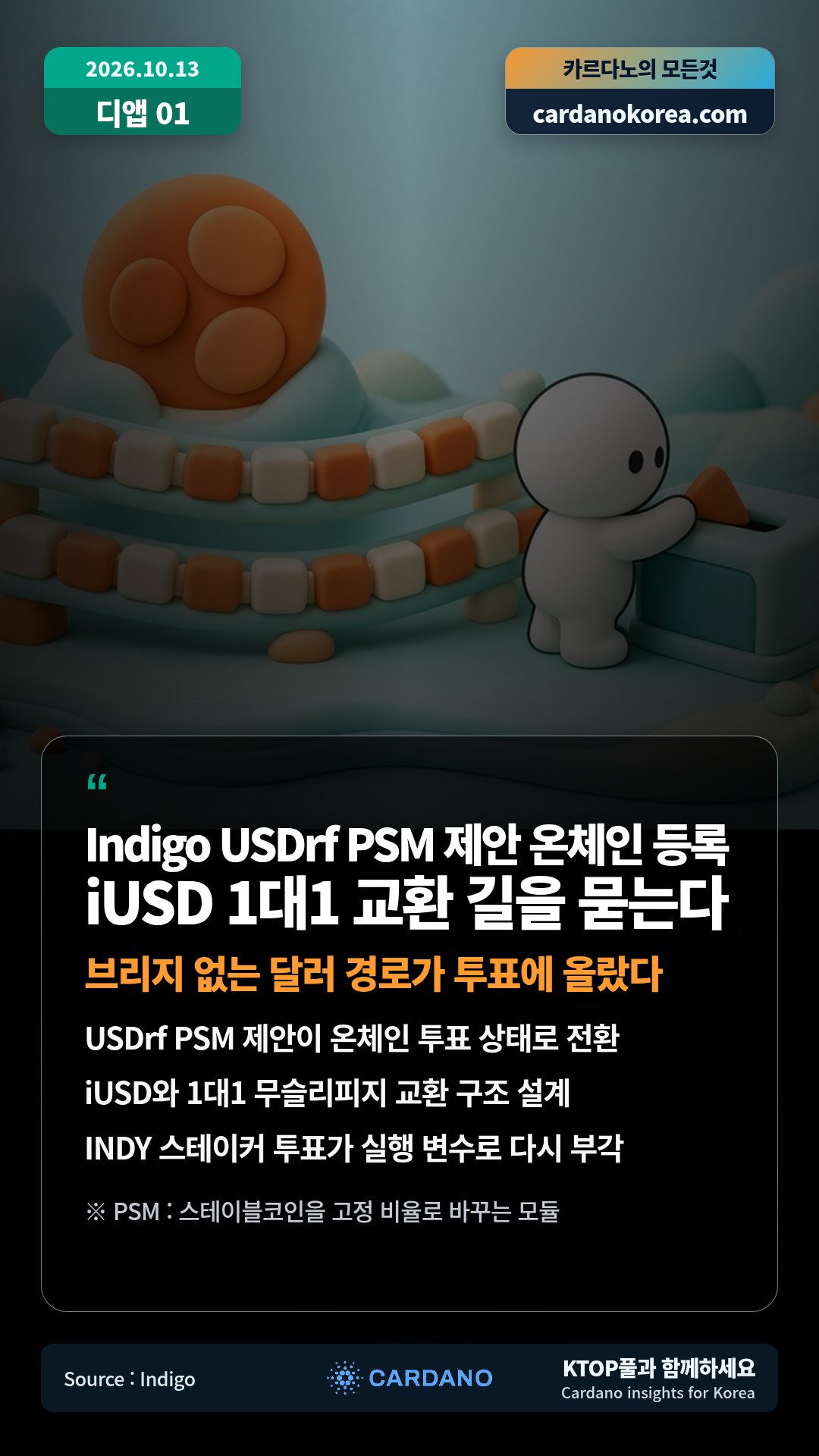 USDrf PSM 제안이 온체인 투표 상태로 전환 — iUSD와 1대1 무슬리피지 교환 구조 설계