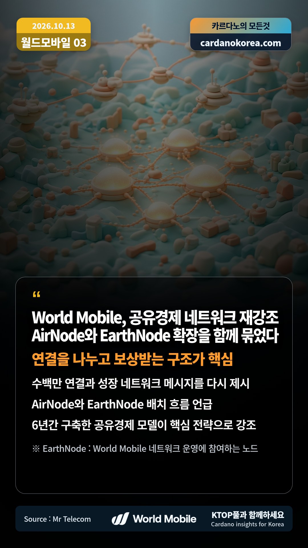 수백만 연결과 성장 네트워크 메시지를 다시 제시 — AirNode와 EarthNode 배치 흐름 언급