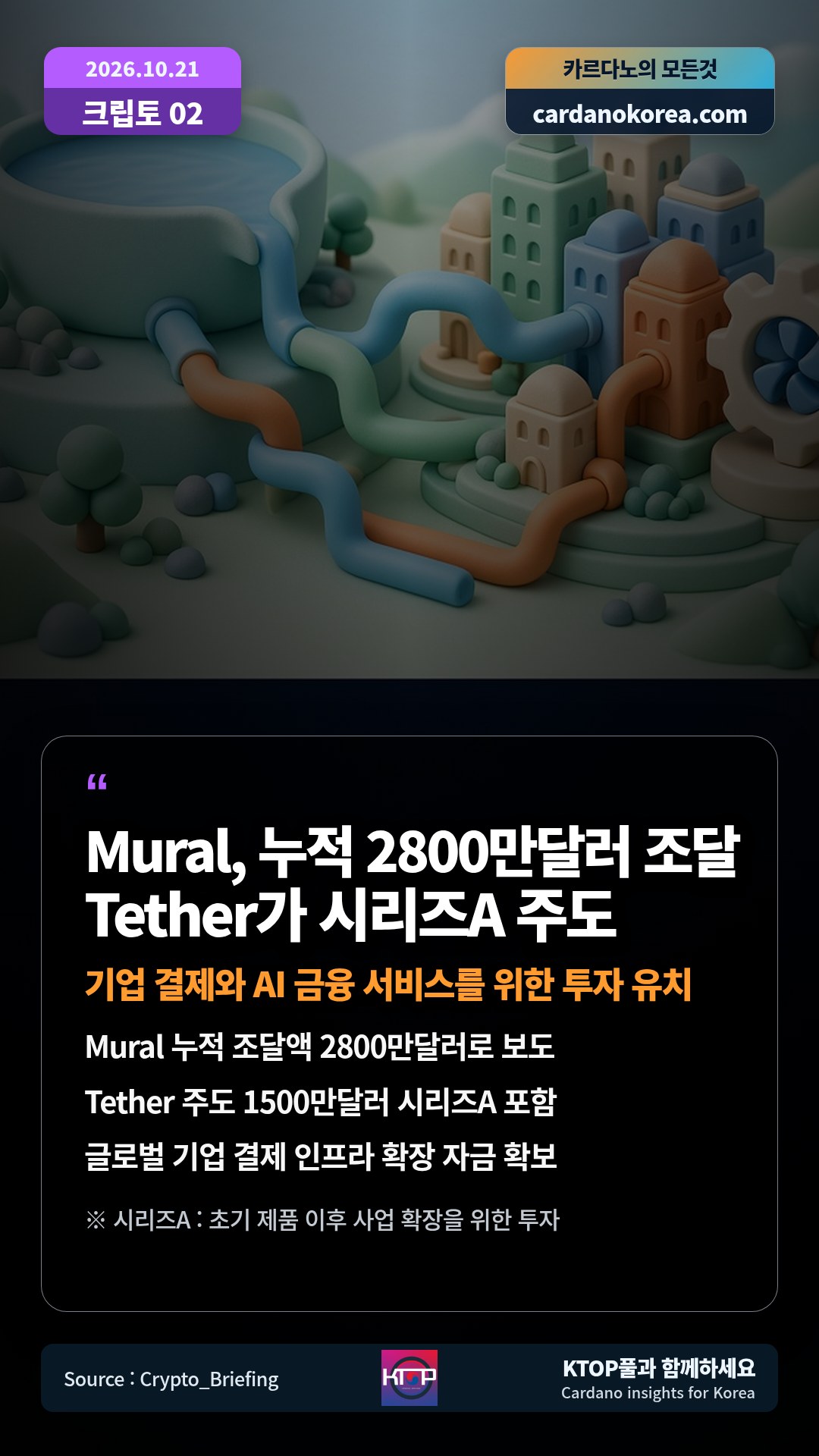 Mural 누적 조달액 2800만달러로 보도 — Tether 주도 1500만달러 시리즈A 포함