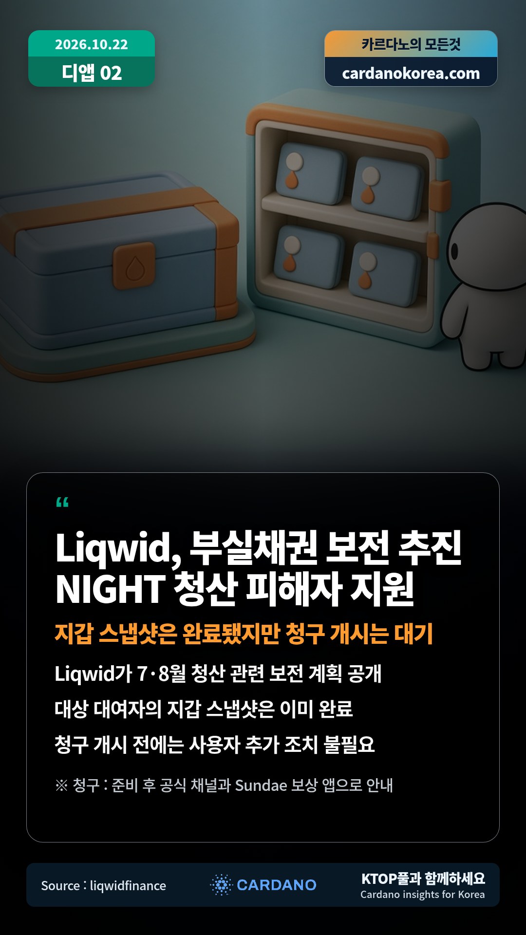 Liqwid가 7·8월 청산 관련 보전 계획 공개 — 대상 대여자의 지갑 스냅샷은 이미 완료